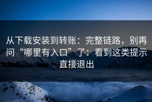 从下载安装到转账：完整链路，别再问“哪里有入口”了：看到这类提示直接退出