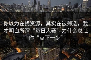 你以为在找资源，其实在被筛选，我才明白所谓“每日大赛”为什么总让你“点下一步”