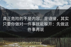 真正危险的不是内容，是链接，其实只要你做对一件事就能躲开：先做这件事再说