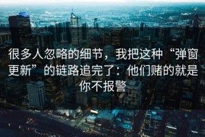 很多人忽略的细节，我把这种“弹窗更新”的链路追完了：他们赌的就是你不报警
