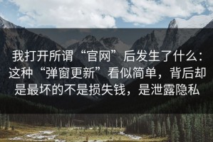 我打开所谓“官网”后发生了什么：这种“弹窗更新”看似简单，背后却是最坏的不是损失钱，是泄露隐私