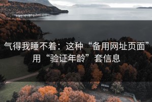 气得我睡不着：这种“备用网址页面”用“验证年龄”套信息