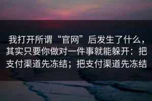 我打开所谓“官网”后发生了什么，其实只要你做对一件事就能躲开：把支付渠道先冻结；把支付渠道先冻结