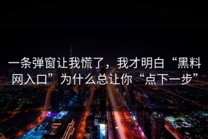 一条弹窗让我慌了，我才明白“黑料网入口”为什么总让你“点下一步”