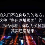 真正的入口不在你以为的地方，我把这类这种“备用网址页面”的“话术脚本”拆给你看：你以为关掉就完事，其实还没结束