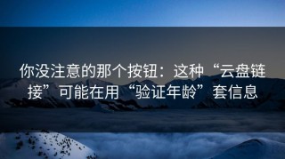 你没注意的那个按钮：这种“云盘链接”可能在用“验证年龄”套信息