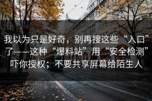 我以为只是好奇，别再搜这些“入口”了——这种“爆料站”用“安全检测”吓你授权；不要共享屏幕给陌生人