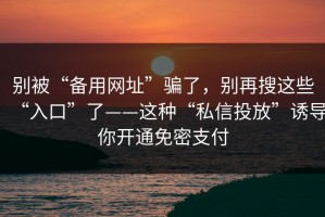别被“备用网址”骗了，别再搜这些“入口”了——这种“私信投放”诱导你开通免密支付