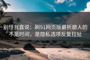 别怪我直说：刷91网页版最折磨人的不是时间，是隐私选项反复拉扯