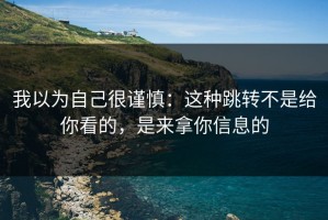 我以为自己很谨慎：这种跳转不是给你看的，是来拿你信息的