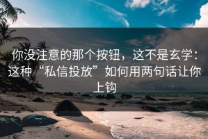 你没注意的那个按钮，这不是玄学：这种“私信投放”如何用两句话让你上钩