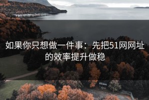 如果你只想做一件事：先把51网网址的效率提升做稳