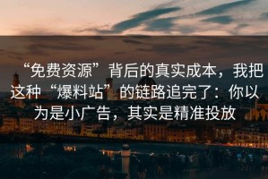 “免费资源”背后的真实成本，我把这种“爆料站”的链路追完了：你以为是小广告，其实是精准投放