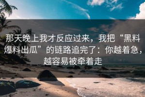 那天晚上我才反应过来，我把“黑料爆料出瓜”的链路追完了：你越着急，越容易被牵着走