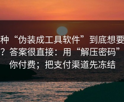 这种“伪装成工具软件”到底想要什么？答案很直接：用“解压密码”要你付费；把支付渠道先冻结