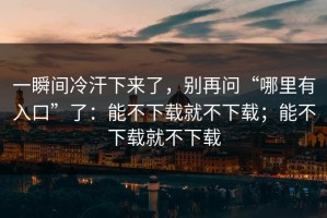 一瞬间冷汗下来了，别再问“哪里有入口”了：能不下载就不下载；能不下载就不下载