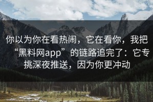 你以为你在看热闹，它在看你，我把“黑料网app”的链路追完了：它专挑深夜推送，因为你更冲动