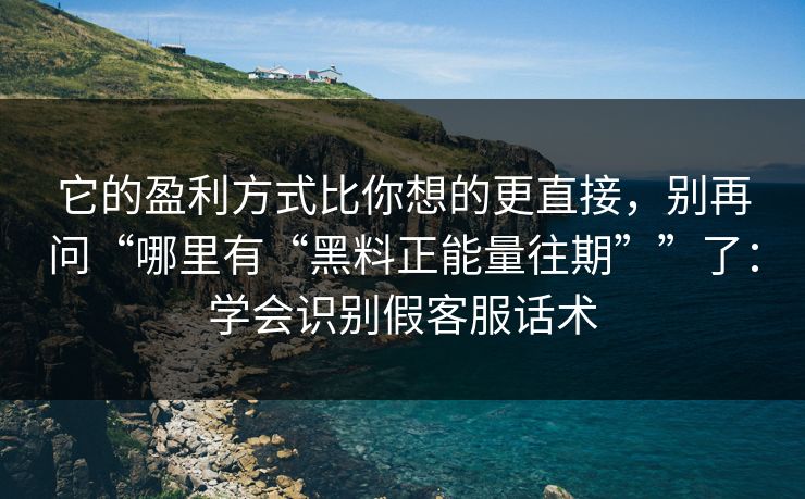 它的盈利方式比你想的更直接，别再问“哪里有“黑料正能量往期””了：学会识别假客服话术