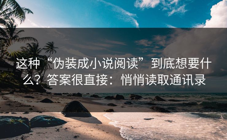 这种“伪装成小说阅读”到底想要什么？答案很直接：悄悄读取通讯录