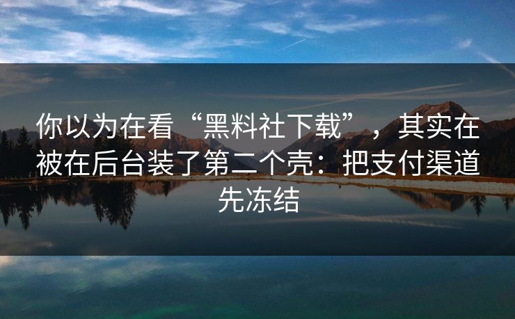 你以为在看“黑料社下载”，其实在被在后台装了第二个壳：把支付渠道先冻结