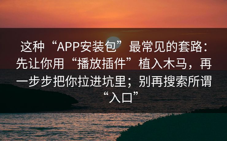 这种“APP安装包”最常见的套路：先让你用“播放插件”植入木马，再一步步把你拉进坑里；别再搜索所谓“入口”