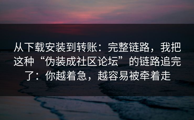 从下载安装到转账：完整链路，我把这种“伪装成社区论坛”的链路追完了：你越着急，越容易被牵着走