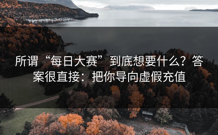 所谓“每日大赛”到底想要什么？答案很直接：把你导向虚假充值