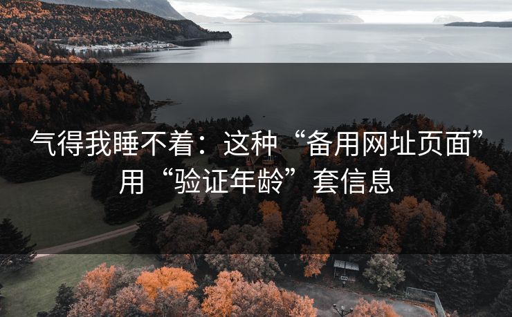 气得我睡不着：这种“备用网址页面”用“验证年龄”套信息