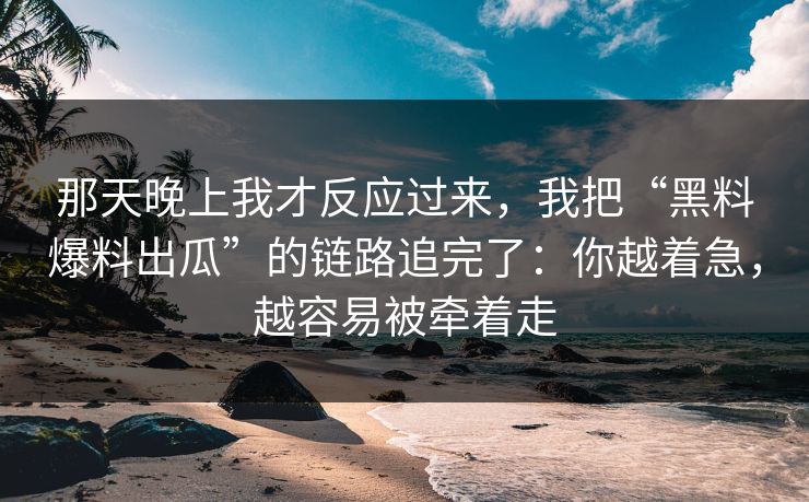 那天晚上我才反应过来，我把“黑料爆料出瓜”的链路追完了：你越着急，越容易被牵着走