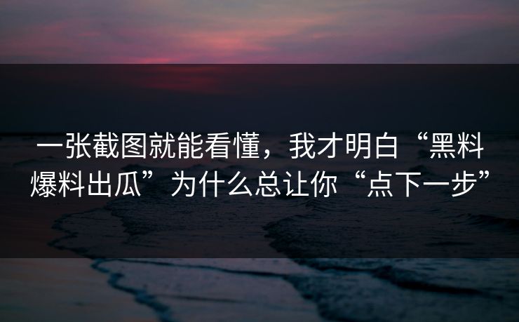 一张截图就能看懂，我才明白“黑料爆料出瓜”为什么总让你“点下一步”