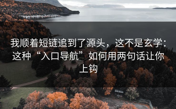 我顺着短链追到了源头，这不是玄学：这种“入口导航”如何用两句话让你上钩