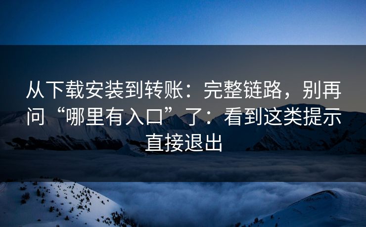 从下载安装到转账：完整链路，别再问“哪里有入口”了：看到这类提示直接退出