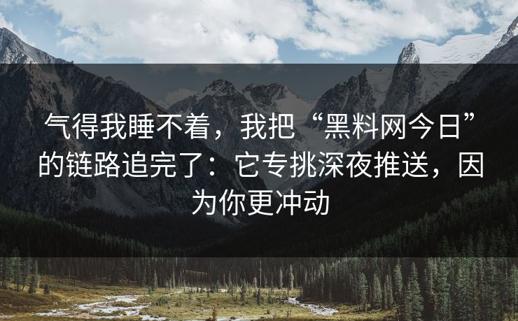 气得我睡不着，我把“黑料网今日”的链路追完了：它专挑深夜推送，因为你更冲动