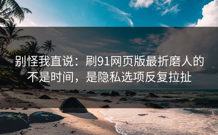 别怪我直说：刷91网页版最折磨人的不是时间，是隐私选项反复拉扯